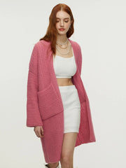 Women Knitted Twist Mid Length Cardigan