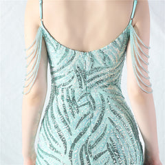 Elegant Sequin Mesh Beaded Evening Dress