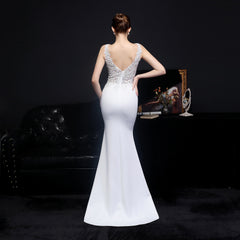 Elegant Lace Diamond Fishtail Evening Dress