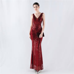 Women Floral Sequin with Cloak Craft Beaded Evening Dress