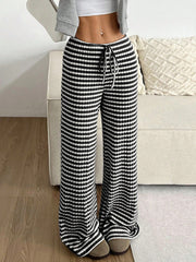 Women Stripe Drawstring Straight Leg Pants