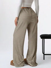 Women Stripe Drawstring Straight Leg Pants