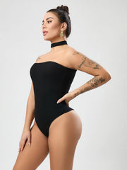 Black Sexy Halter Backless Bodysuit