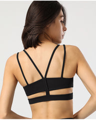 Rib Lace up Beauty Back Sports Bra