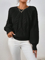 Round Neck Knitted Long Sleeve Twist Sweater