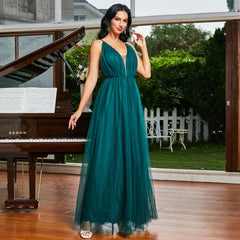 Elegant Sleeveless Green Slim Fit Evening Dress