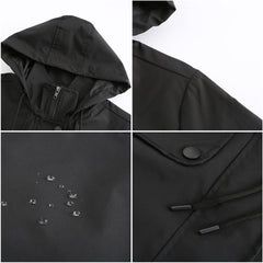 Women Mid Length Windbreaker Hooded Coat