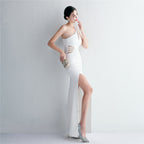 REVCHIC LUXE Elegant One-Shoulder Beaded Fishtail Gown