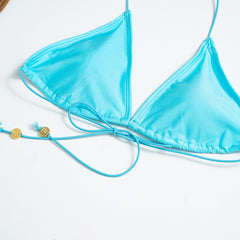 Solid Color Nylon Bikini Set