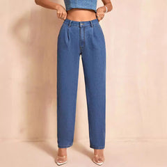 Casual High Waist Straight Leg Denim Jeans