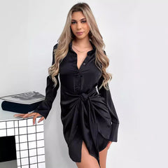 Long Sleeve Black Button Tied DayDress