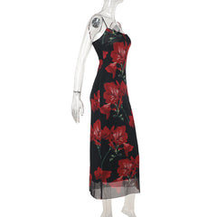 Spaghetti Strap Floral Print Stretch Sheath Dress