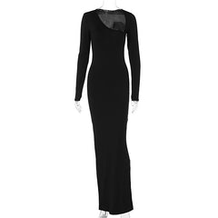 Sexy Slim Long Sleeves Back Slit Formal Dress