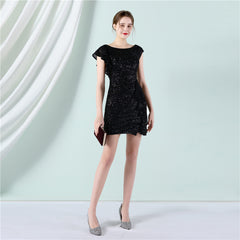 Elegant Sequin Short Cocktail Evening Dress