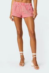 Women Plaid Beach Loose Fitting Shorts