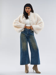 Women Retro Mink like Fur Short Plush Coat