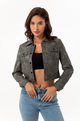 Women Multi Pocket Thin Leather Jacket