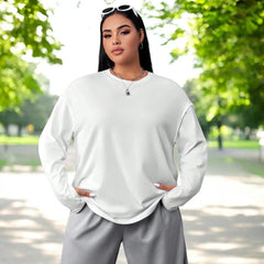 Plus Size Round Neck Loose Thin Long Sleeve Top