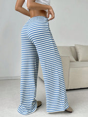 Women Stripe Drawstring Straight Leg Pants