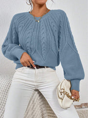 Round Neck Knitted Long Sleeve Twist Sweater