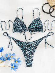 Sexy Pleated Leopard Print Cover Belly Bikini Set