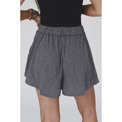 High Waist Straight Casual Loose Draping Effect Shorts