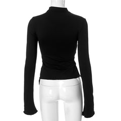 Long Sleeve Mock Neck Asymmetric Top