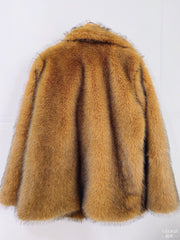 Autumn Winter Mid Length Warm Faux Fur Coat