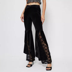 Women Elegant Lace Casual Bell Bottom Pants