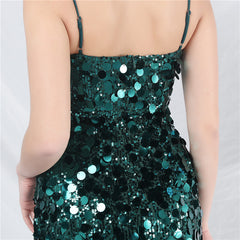 Elegant Sequin Strap Long Evening Dress