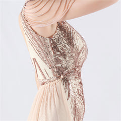 Elegant V-Neck Floral Sequin with Cloak Craft Beading Evening Dress