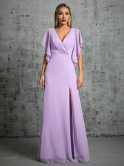 Butterfly Sleeve V Neck Cocktail Evening Dress