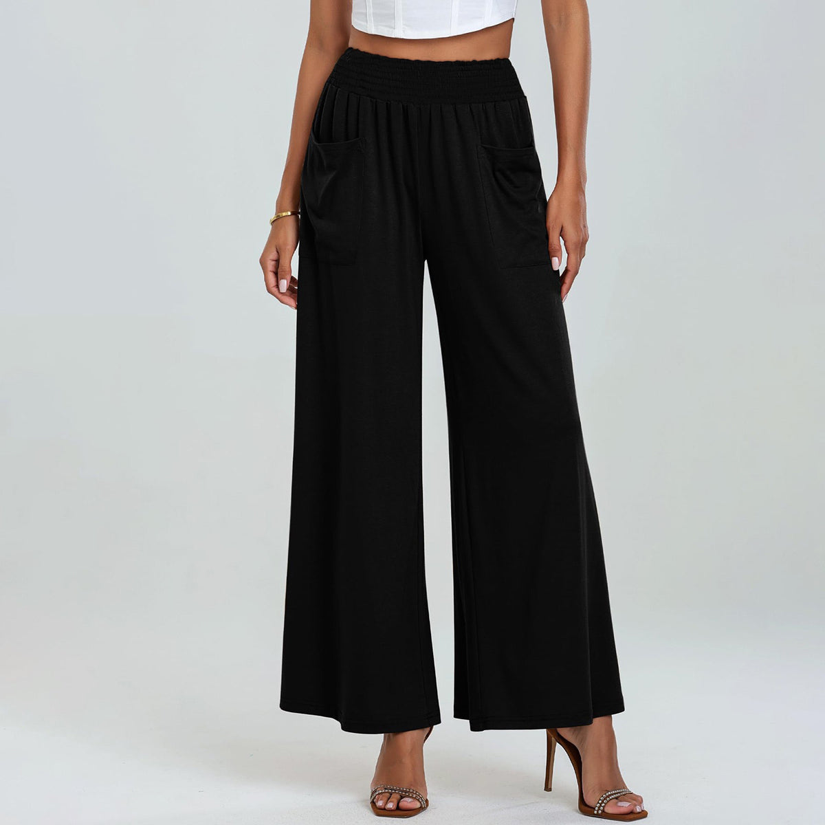 High Waist Loose Casual Trousers with Pockets