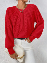 Round Neck Knitted Long Sleeve Twist Sweater