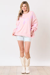 Loose Pullover Bow Ribbon Sequined Sweater