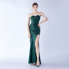 Elegant Retro Tube Top Sequin Evening Dress