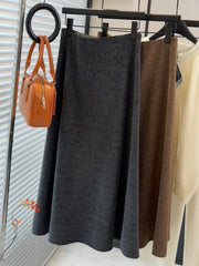 Two Color Woolen Cashmere Minimalist Skirt