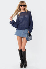 Women Hollow Out Knitted Blouse