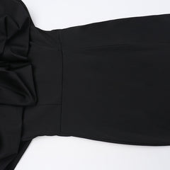 Sexy Off the Shoulder Black Pleated Slit Formal Dress