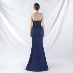 Elegant Feather Boning Corset Satin Evening Dress