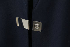 Navy Blue Stitching Long Trench Coat