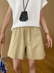 Double Pocket Cotton Loose Straight Casual Shorts