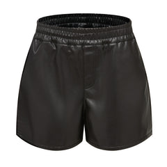 Women Simple Faux Leather Shorts