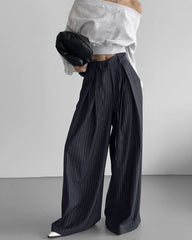 High Waist Striped Loose Drooping Casual Pants