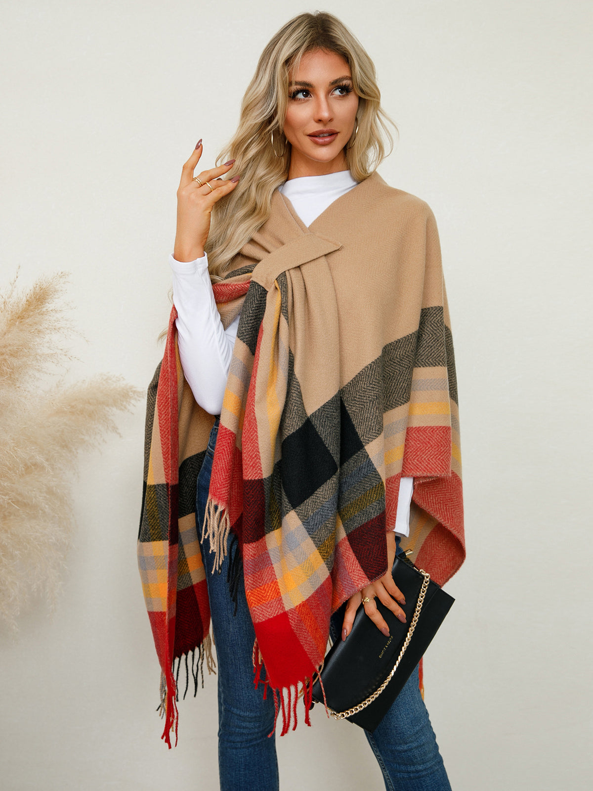 Autumn Winter Cashmere Knitted Cape Cloak Shawl