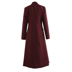 Beautiful Angola Red Collar Mid Length Trench Coat