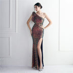 REVCHIC LUXE Elegant One-Shoulder Sequin Fishtail Gown