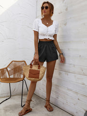 Women High Waist A Line Wide Casual Shorts