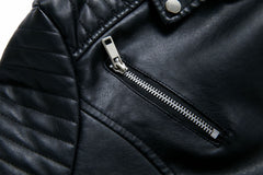 Women Motorcycle Zipper Short Leather Jacket