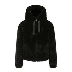 Women Plush Hooded Long Sleeve Cotton Coat